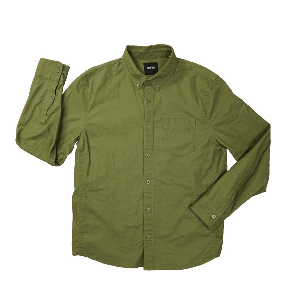 DU/ER‎ Button Up Shirt Men's Large Green Long Sleeve Workwear Rugged MCXS1607